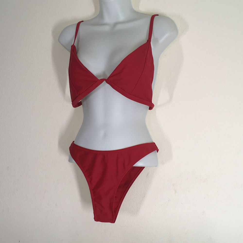 Reutter Solid Red Bikini Woman's Size Large - image 4